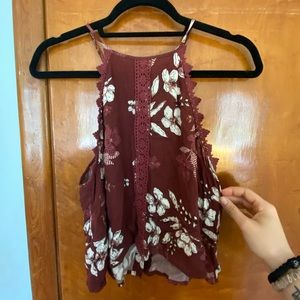 Kendall & Kylie maroon floral trapeze tank